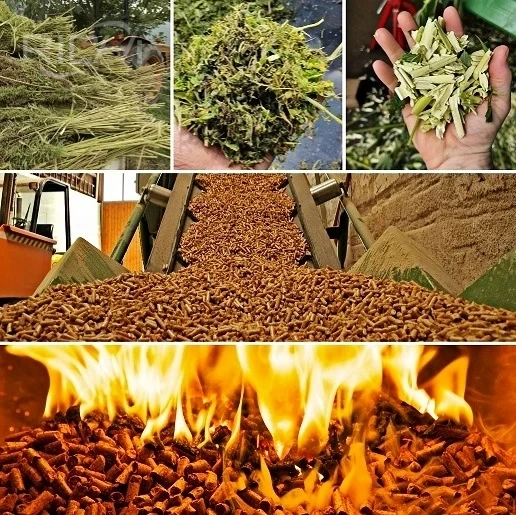 hemp stems leaves and hemp biomass fuel pellets
